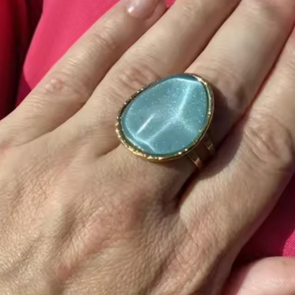Unique Adjustable Blue Stone Ring - image 5